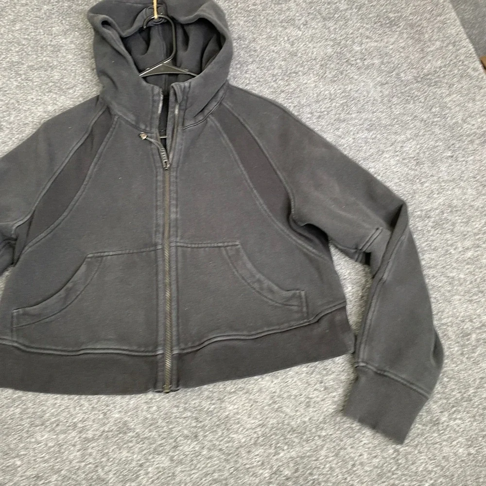 Lululemon Scuba Full Zip Hoodie Black Cropped Fleece Sweatshirt Womens XS/S